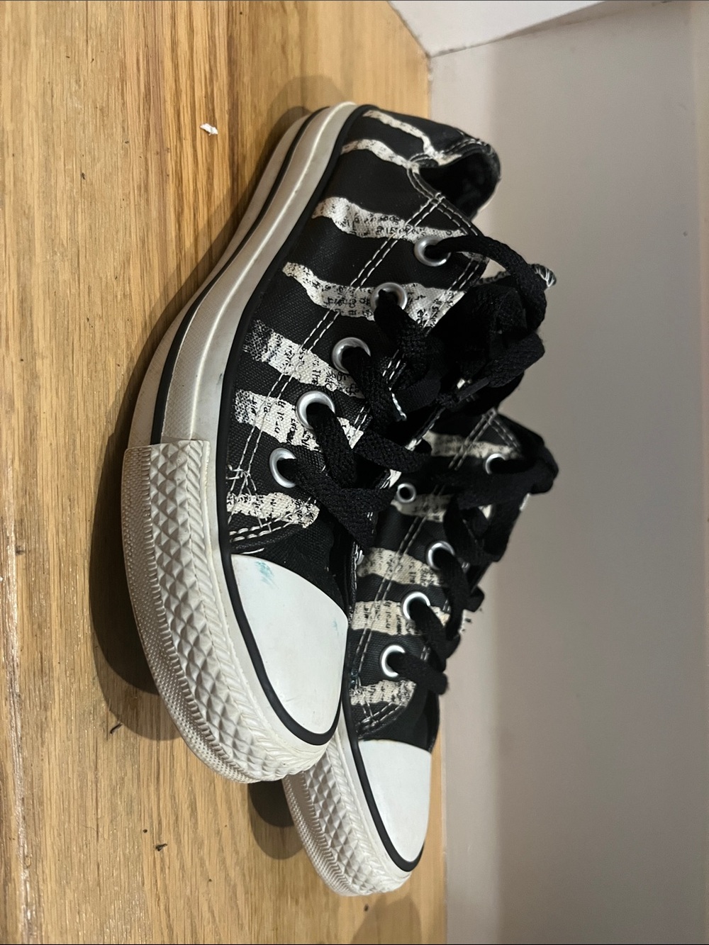 Converse Kids Black Canvas High-Top Sneakers with White Stripe Print